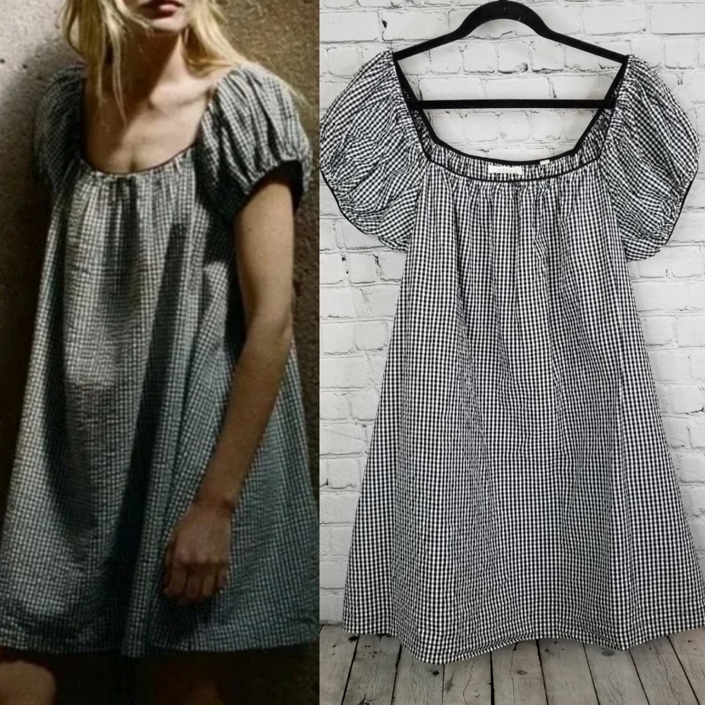 Dôen Julie Mini Dress in Rare La Maddalena Gingham Large Black White